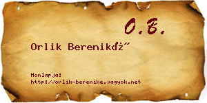 Orlik Bereniké névjegykártya